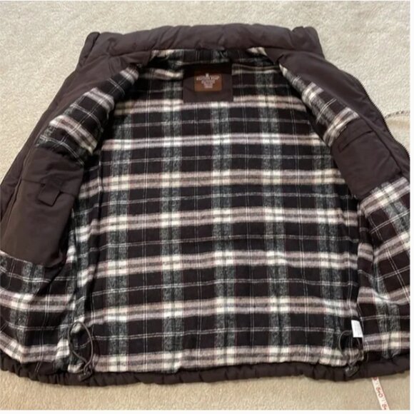 Brown zipper vest lined with plaid flannel inside Women's Size Small - Picture 12 of 12